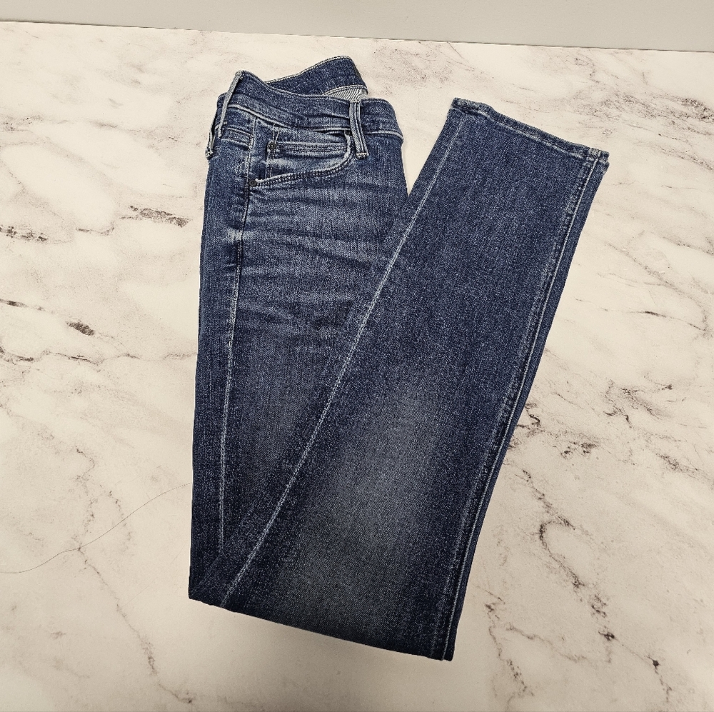 MOTHER The Mid‎ Rise Dazzler Ankle Straight Leg Blue Jeans 25 Preowned - Picture 4 of 11